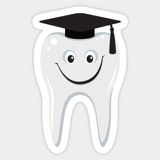 Tooth with graduation cap Dentist Graduation Sticker TeePublic